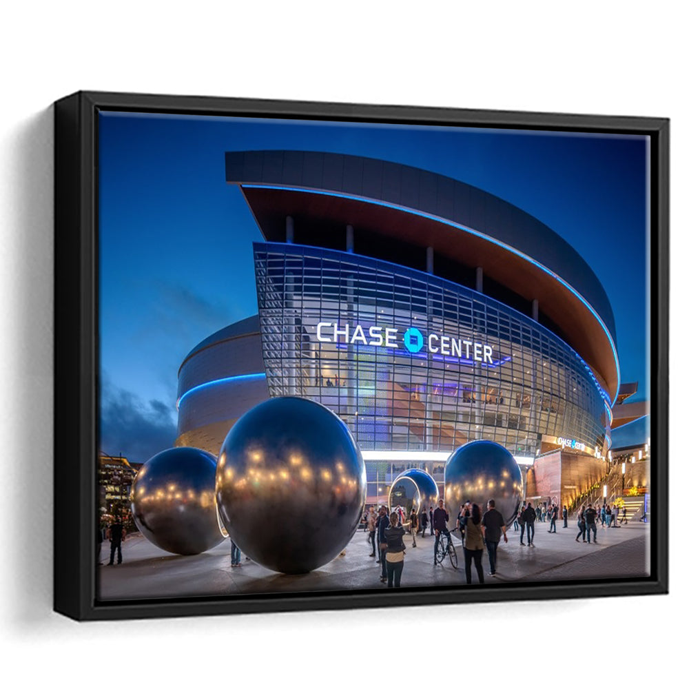 Chase Center Project Icon, Stadium Canvas, Sport Art, Framed Canvas Print Wall Art, Floating Frame