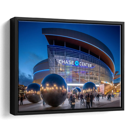 Chase Center Project Icon, Stadium Canvas, Sport Art, Framed Canvas Print Wall Art, Floating Frame