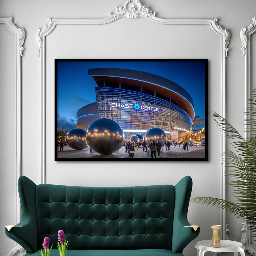 Chase Center Project Icon, Stadium Canvas, Sport Art, Gift for him, Framed Art Print Wall Decor, Picture Framed