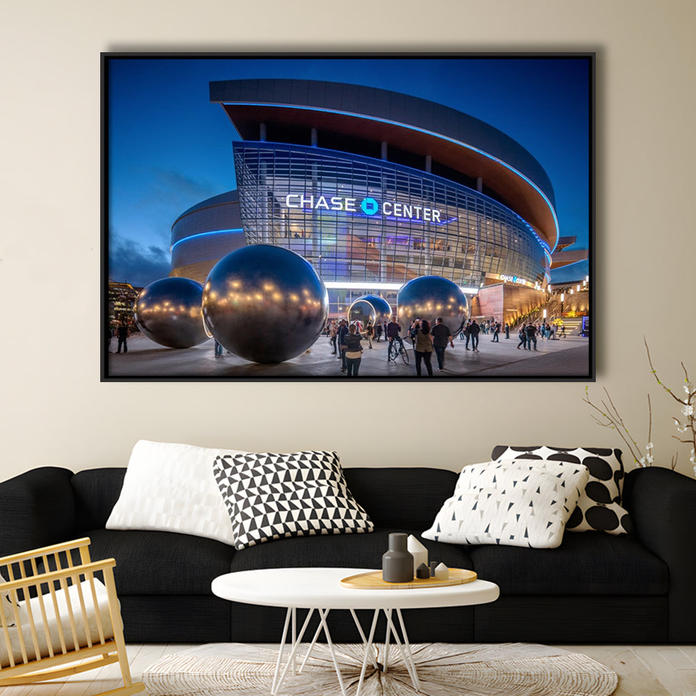 Chase Center Project Icon, Stadium Canvas, Sport Art, Framed Canvas Print Wall Art, Floating Frame
