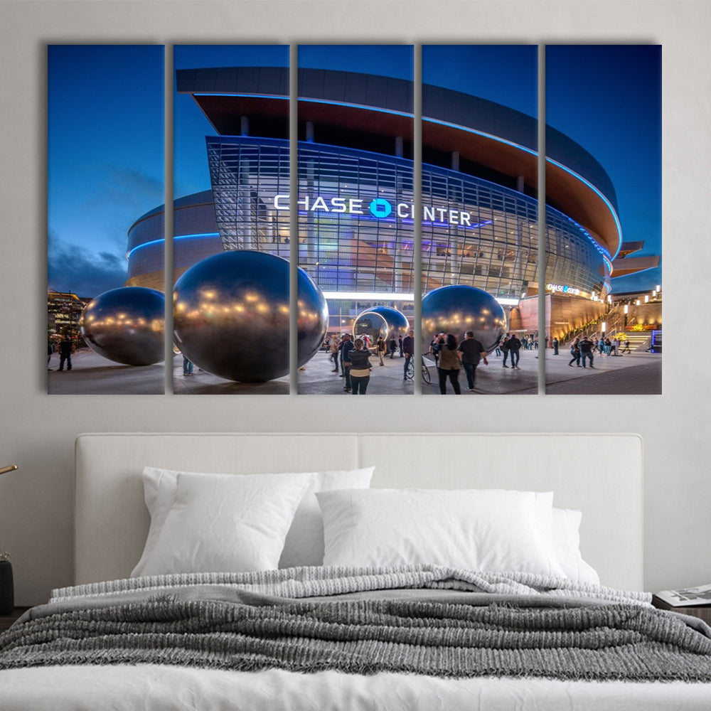 Chase Center Project Icon, Stadium Canvas, Sport Art, 5 Panel B, Extra Large Canvas, Canvas Print Wall Art