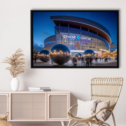 Chase Center Project Icon, Stadium Canvas, Sport Art, Framed Canvas Print Wall Art, Floating Frame