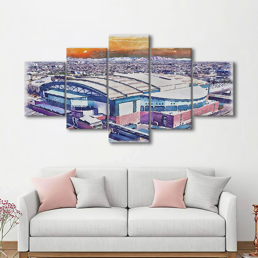 Chase Field, Arizona Diamondbacks Watercolor, Sport Art, Mixed 5 Panel, Canvas Print Wall Art