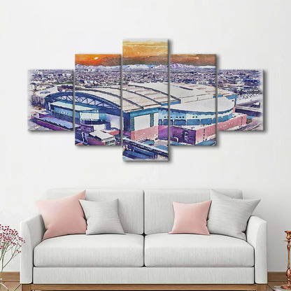 Chase Field, Arizona Diamondbacks Watercolor, Sport Art, Mixed 5 Panel, Canvas Print Wall Art