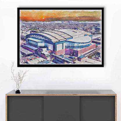 Chase Field, Arizona Diamondbacks Watercolor, Sport Gift Art, Framed Art Print Wall Decor