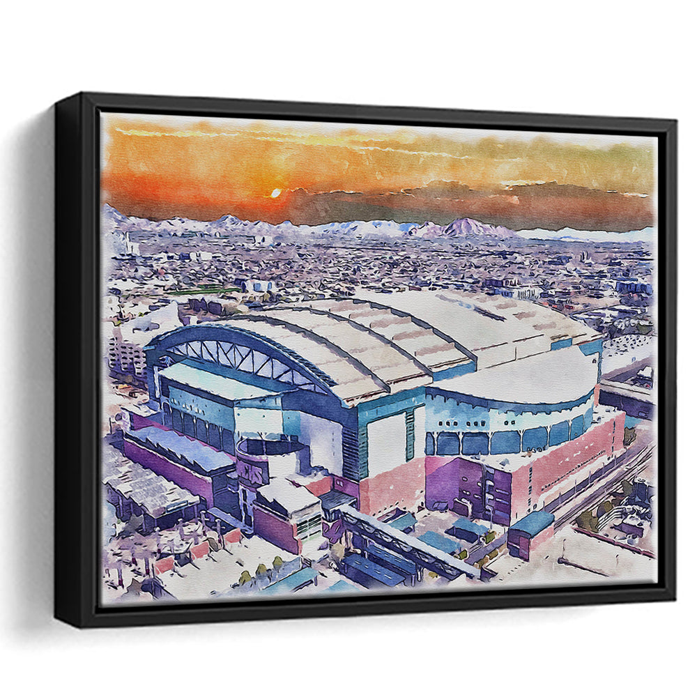 Chase Field, Arizona Diamondbacks Watercolor, Sport Gift Art, Framed Canvas Print Wall Art