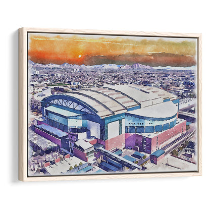 Chase Field, Arizona Diamondbacks Watercolor, Sport Gift Art, Framed Canvas Print Wall Art