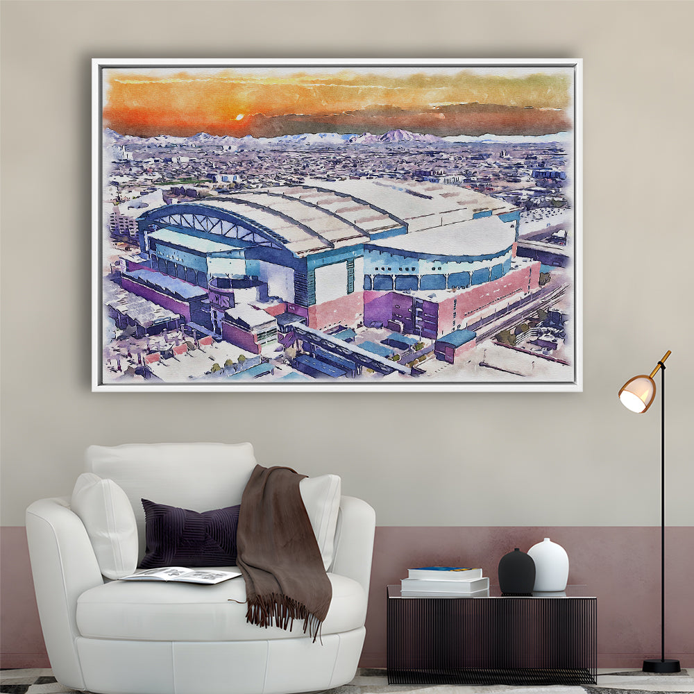 Chase Field, Arizona Diamondbacks Watercolor, Sport Gift Art, Framed Canvas Print Wall Art