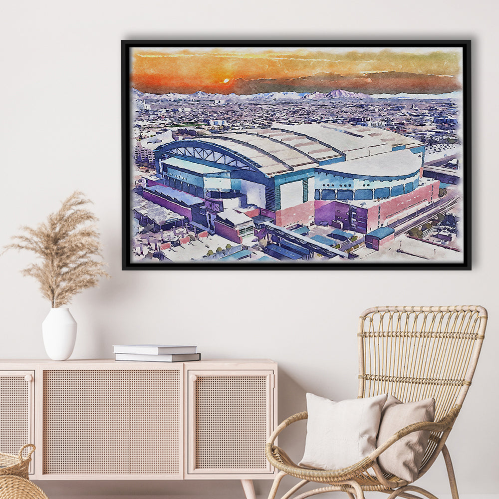 Chase Field, Arizona Diamondbacks Watercolor, Sport Gift Art, Framed Canvas Print Wall Art