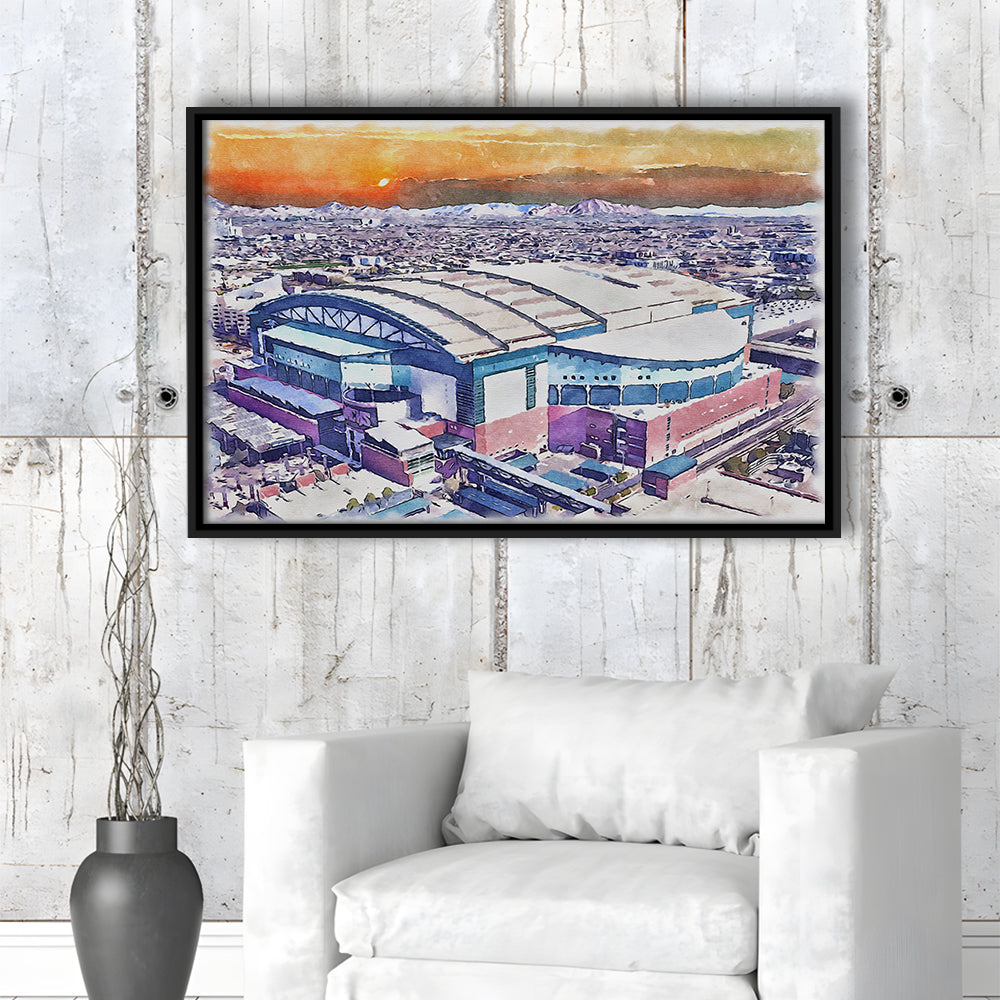 Chase Field, Arizona Diamondbacks Watercolor, Sport Gift Art, Framed Canvas Print Wall Art