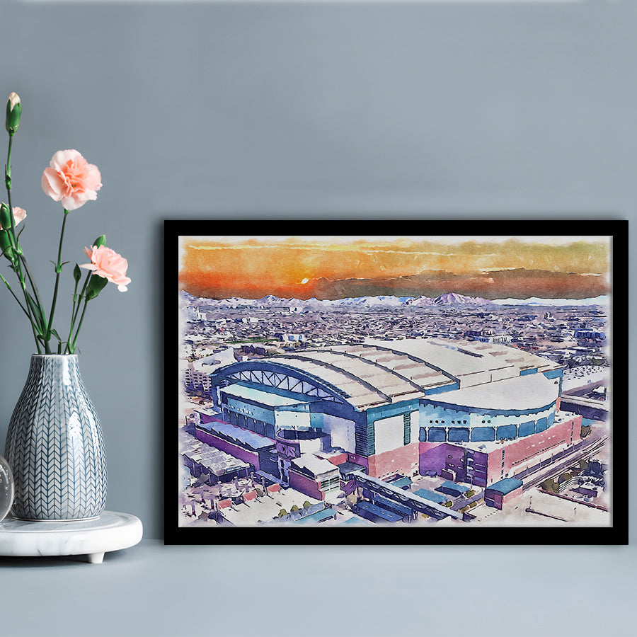 Chase Field, Arizona Diamondbacks Watercolor, Sport Gift Art, Framed Art Print Wall Decor