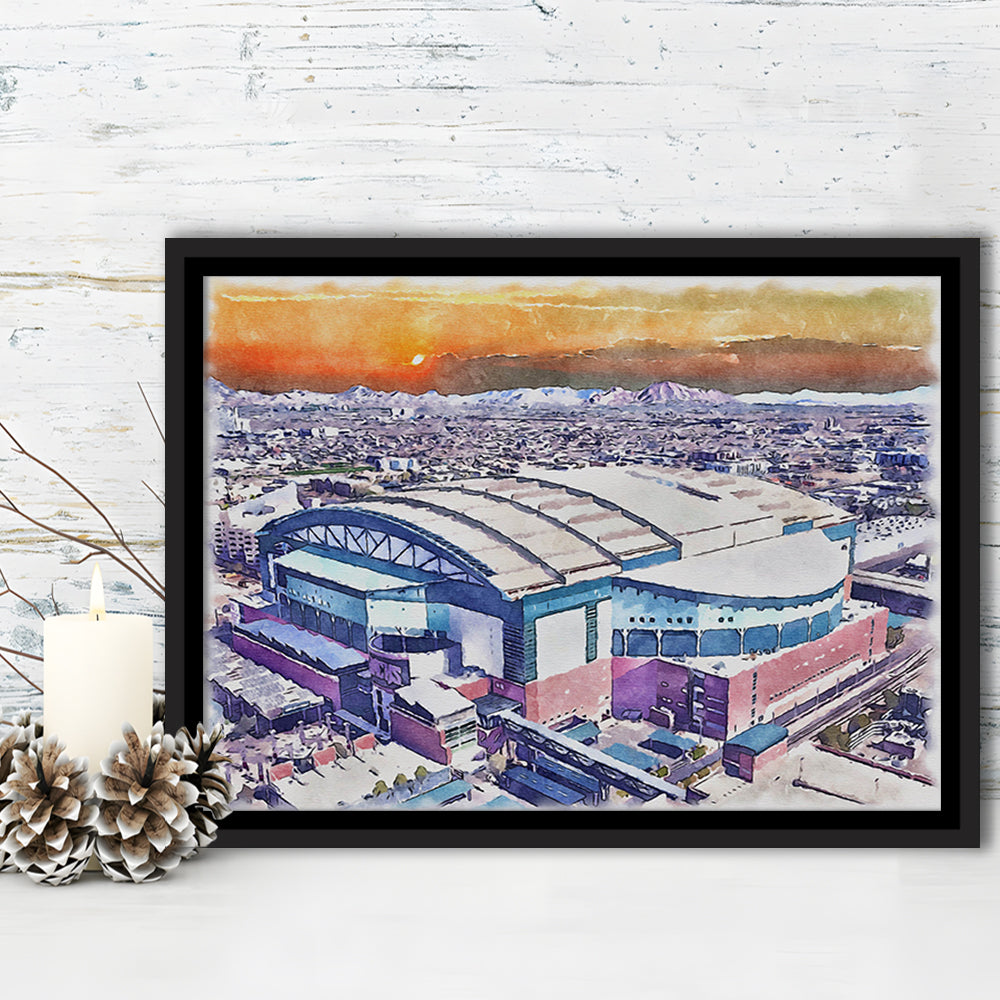 Chase Field, Arizona Diamondbacks Watercolor, Sport Gift Art, Framed Canvas Print Wall Art