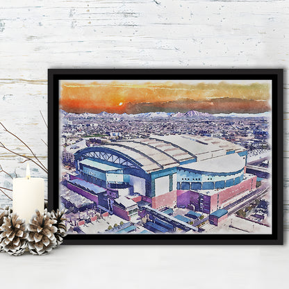 Chase Field, Arizona Diamondbacks Watercolor, Sport Gift Art, Framed Canvas Print Wall Art
