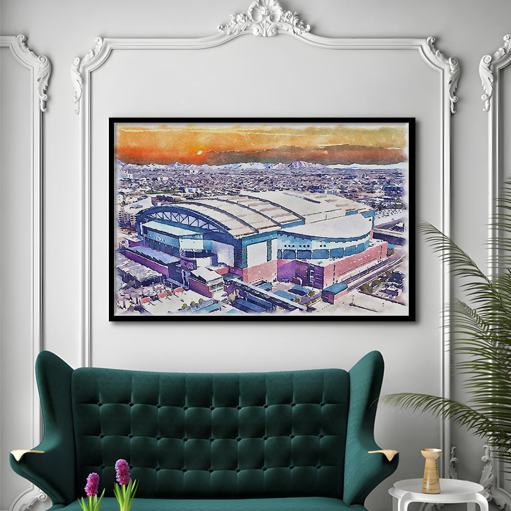 Chase Field, Arizona Diamondbacks Watercolor, Sport Gift Art, Framed Art Print Wall Decor