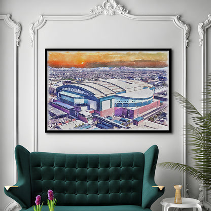 Chase Field, Arizona Diamondbacks Watercolor, Sport Gift Art, Framed Art Print Wall Decor