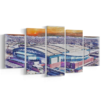 Chase Field, Arizona Diamondbacks Watercolor, Sport Art, Mixed 5 Panel, Canvas Print Wall Art