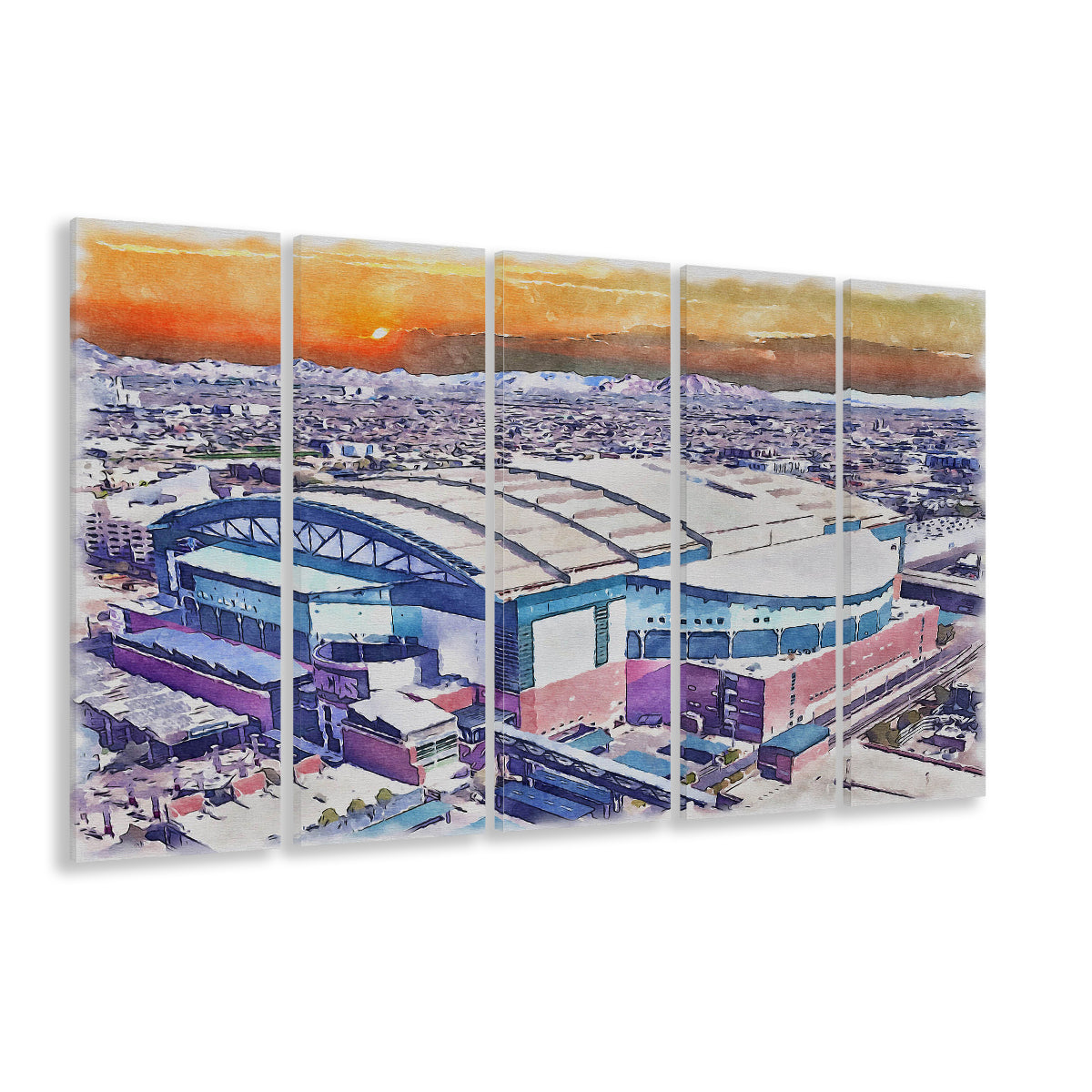 Chase Field, Arizona Diamondbacks Watercolor, Sport Art, Extra Large Canvas Print Wall Art