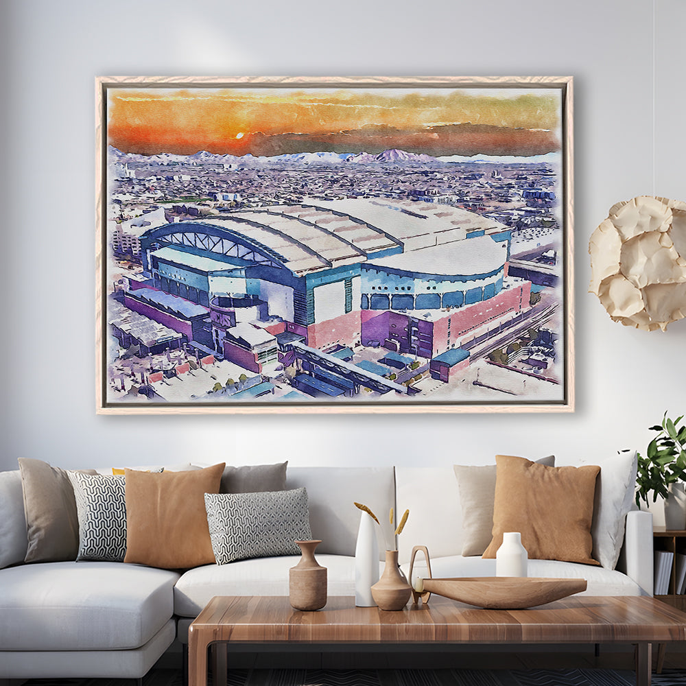 Chase Field, Arizona Diamondbacks Watercolor, Sport Gift Art, Framed Canvas Print Wall Art