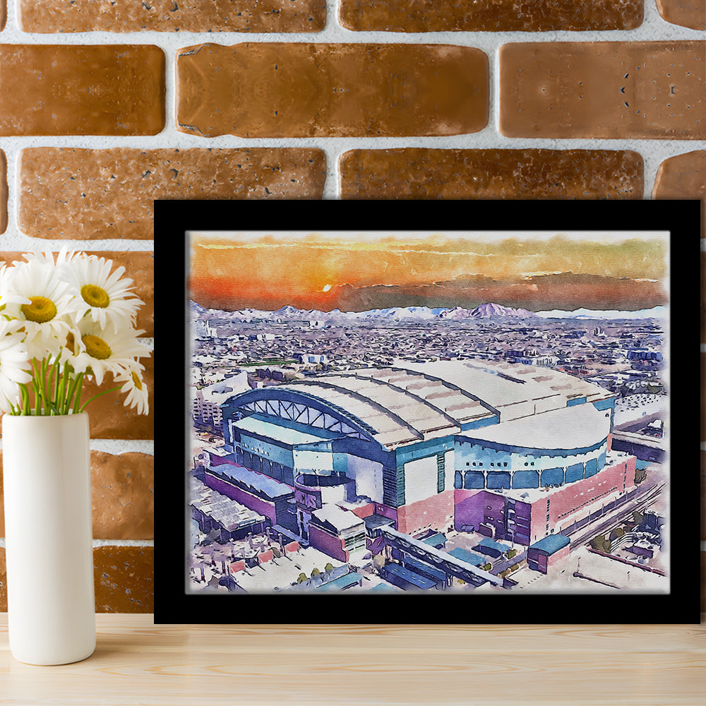 Chase Field, Arizona Diamondbacks Watercolor, Sport Gift Art, Framed Art Print Wall Decor