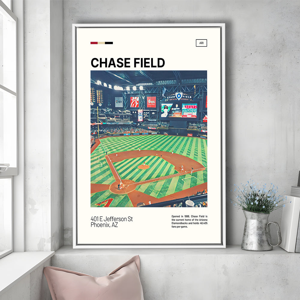 Chase Field Print, Arizona Diamondbacks Stadium Canvas Art, Man Cave Gift, Floating Framed Canvas Print Wall Art