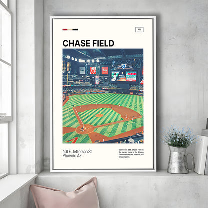 Chase Field Print, Arizona Diamondbacks Stadium Canvas Art, Man Cave Gift, Floating Framed Canvas Print Wall Art