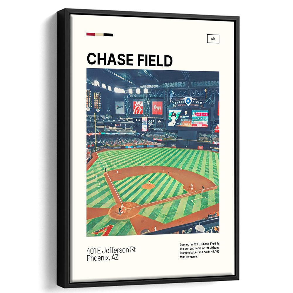 Chase Field Print, Arizona Diamondbacks Stadium Canvas Art, Man Cave Gift, Floating Framed Canvas Print Wall Art