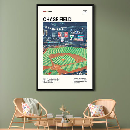Chase Field Print, Arizona Diamondbacks Stadium Canvas Art, Man Cave Gift, Floating Framed Canvas Print Wall Art