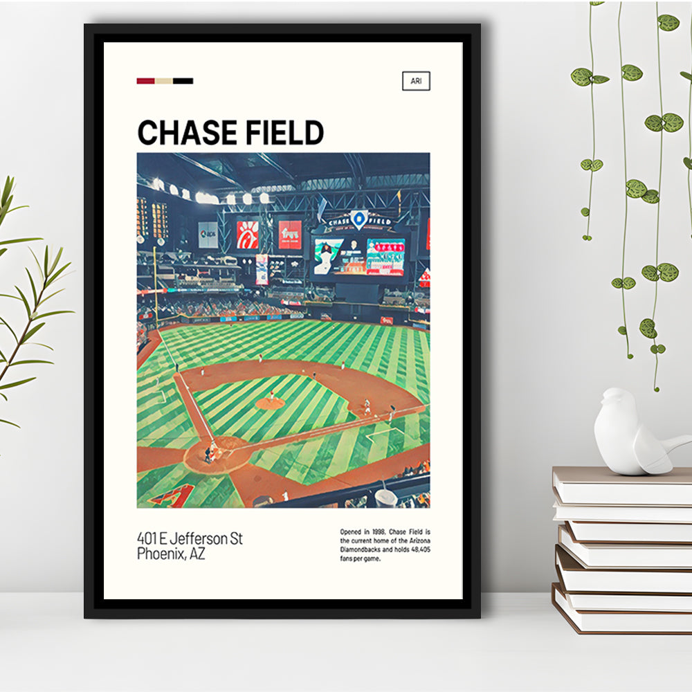 Chase Field Print, Arizona Diamondbacks Stadium Canvas Art, Man Cave Gift, Floating Framed Canvas Print Wall Art