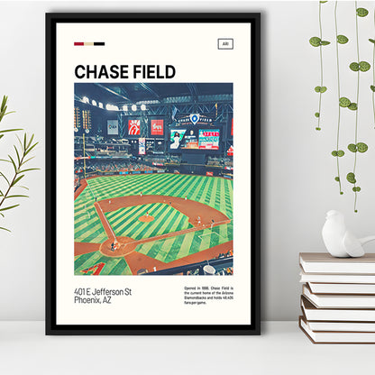 Chase Field Print, Arizona Diamondbacks Stadium Canvas Art, Man Cave Gift, Floating Framed Canvas Print Wall Art