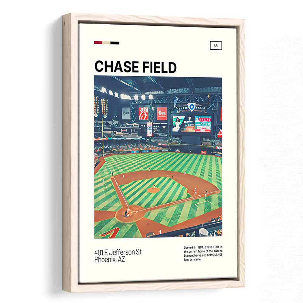 Chase Field Print, Arizona Diamondbacks Stadium Canvas Art, Man Cave Gift, Floating Framed Canvas Print Wall Art