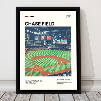 Chase Field Print, Arizona Diamondbacks Stadium Canvas Art, Man Cave Gift, Floating Framed Canvas Print Wall Art