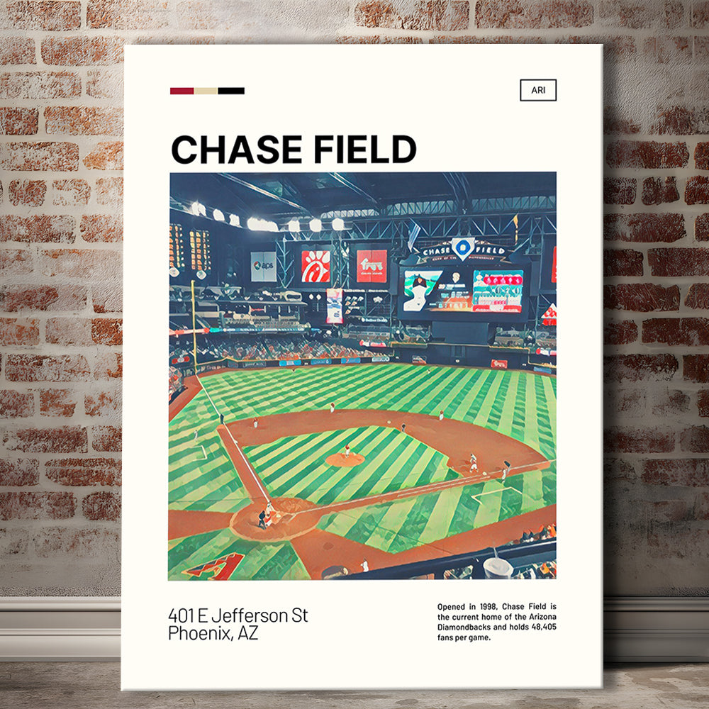 Chase Field Print, Arizona Diamondbacks Stadium Canvas Art, Fan Gifts, Sport Art, Canvas Print Wall Art
