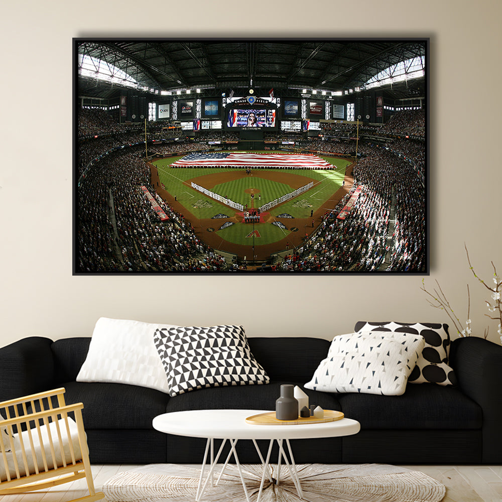 Chase Field in Arizona, Stadium Canvas, Sport Art, Framed Canvas Print Wall Art, Floating Frame