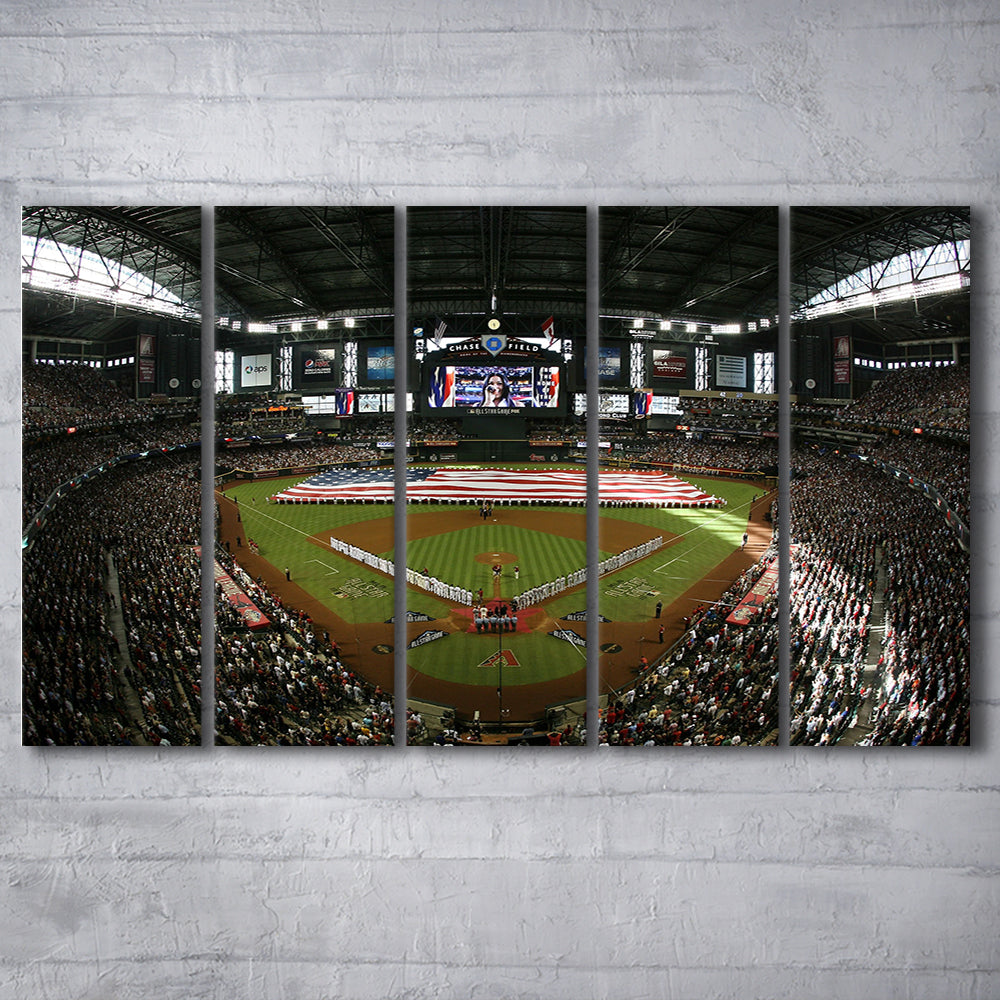 Chase Field in Arizona, Stadium Canvas, Sport Art, 5 Panel B, Extra Large Canvas, Canvas Print Wall Art