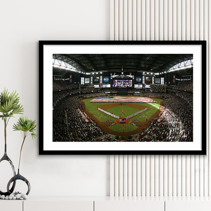 Chase Field in Arizona, Stadium Canvas, Sport Art, Gift for him, White Border Framed Art Print Wall Decor