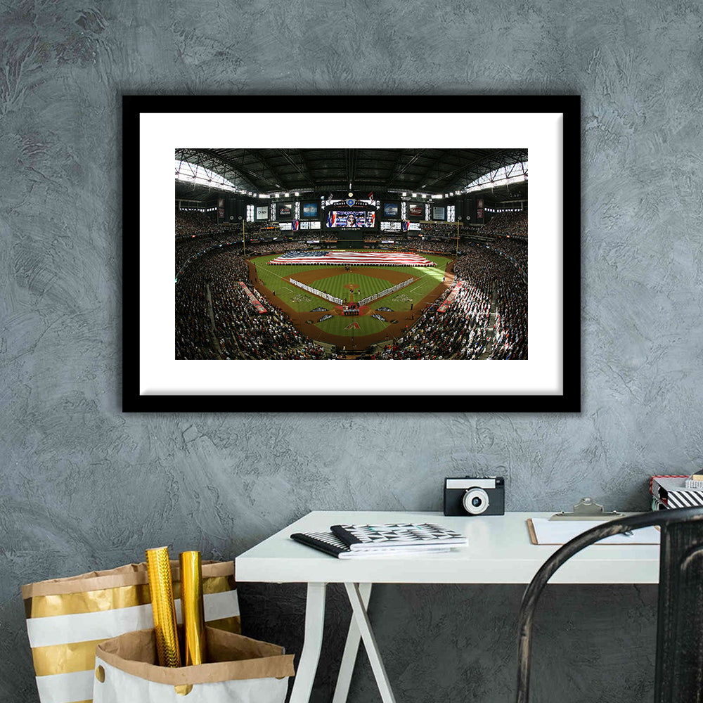 Chase Field in Arizona, Stadium Canvas, Sport Art, Gift for him, White Border Framed Art Print Wall Decor