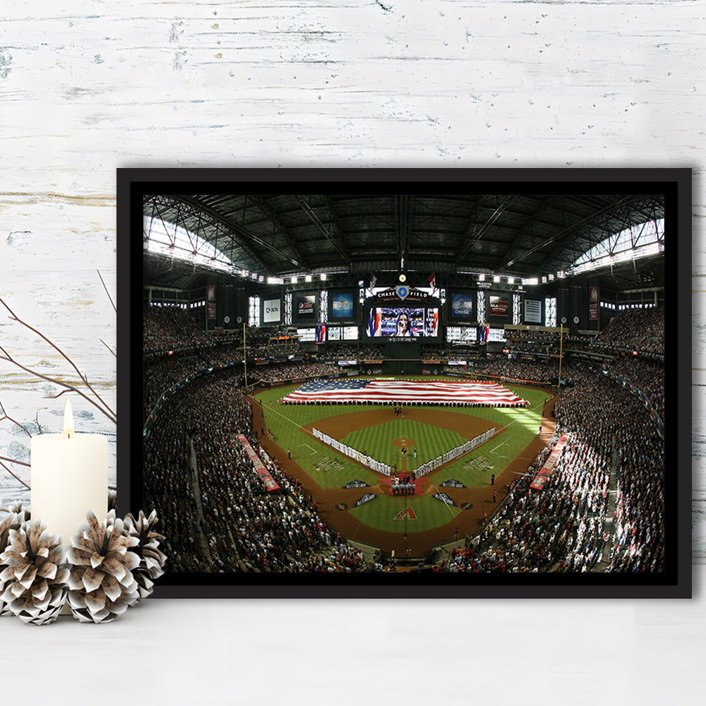 Chase Field in Arizona, Stadium Canvas, Sport Art, Framed Canvas Print Wall Art, Floating Frame