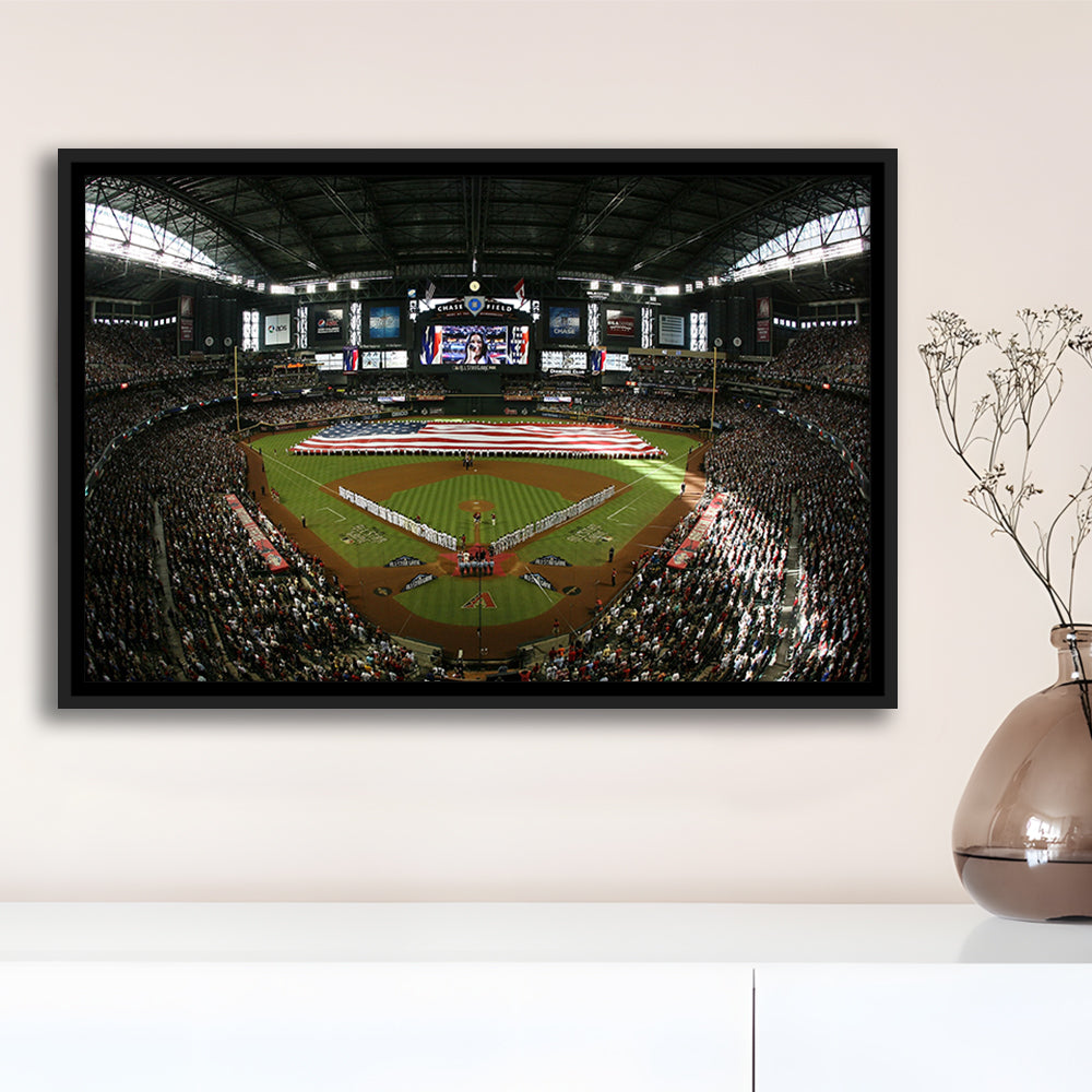 Chase Field in Arizona, Stadium Canvas, Sport Art, Framed Canvas Print Wall Art, Floating Frame