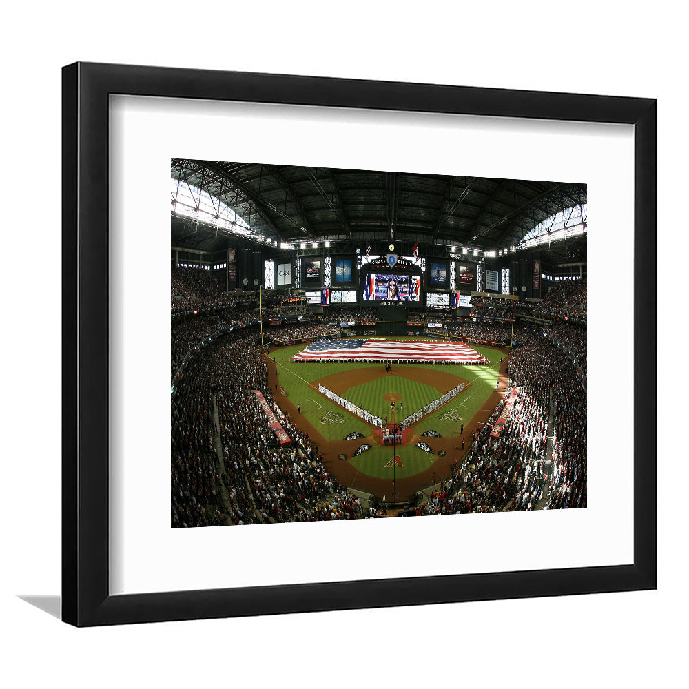 Chase Field in Arizona, Stadium Canvas, Sport Art, Gift for him, White Border Framed Art Print Wall Decor