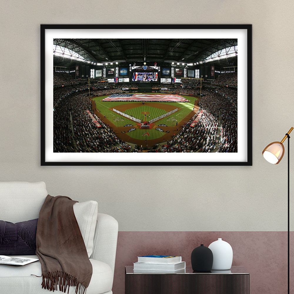 Chase Field in Arizona, Stadium Canvas, Sport Art, Gift for him, White Border Framed Art Print Wall Decor