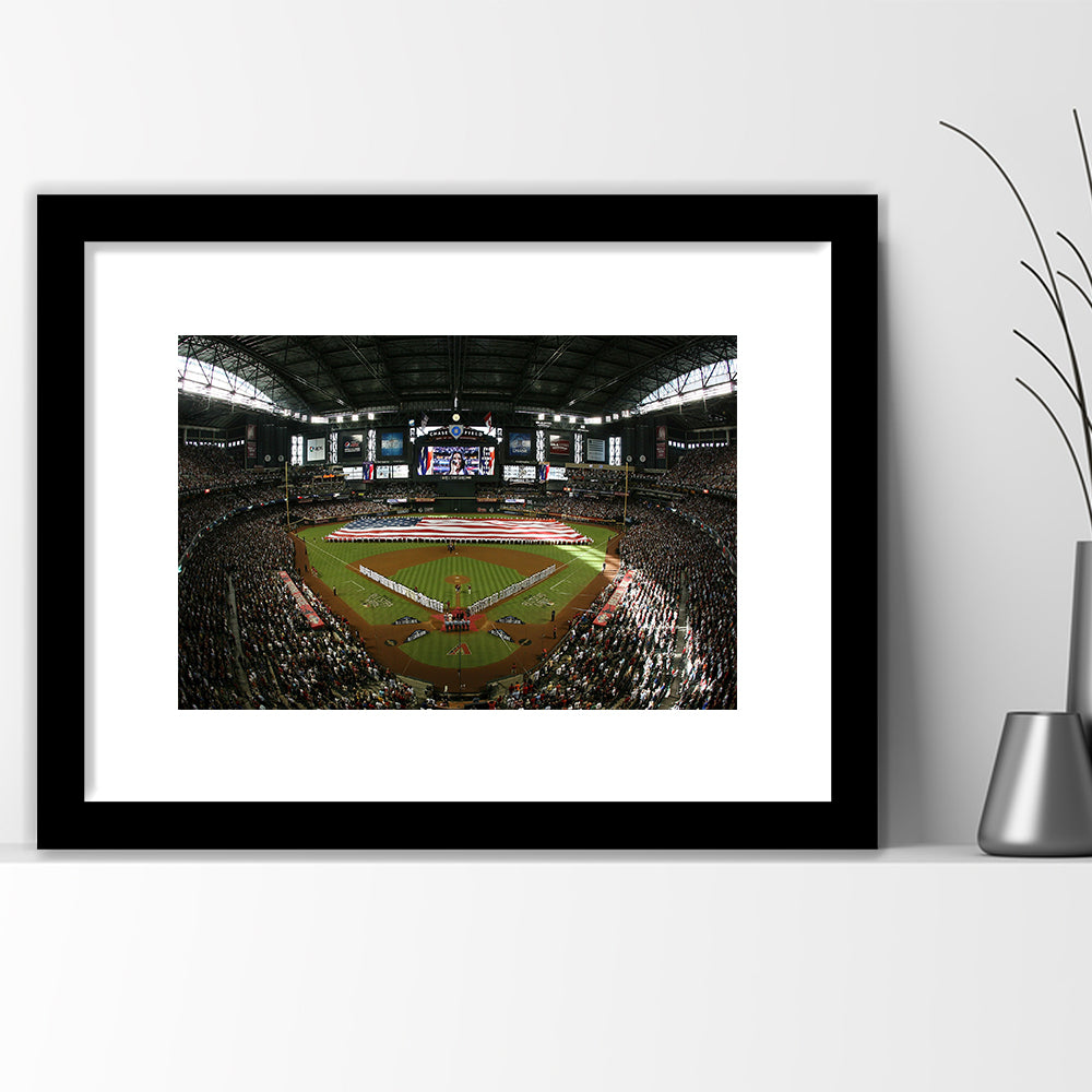 Chase Field in Arizona, Stadium Canvas, Sport Art, Gift for him, White Border Framed Art Print Wall Decor
