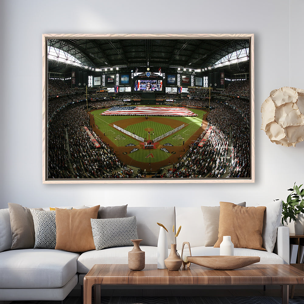 Chase Field in Arizona, Stadium Canvas, Sport Art, Framed Canvas Print Wall Art, Floating Frame