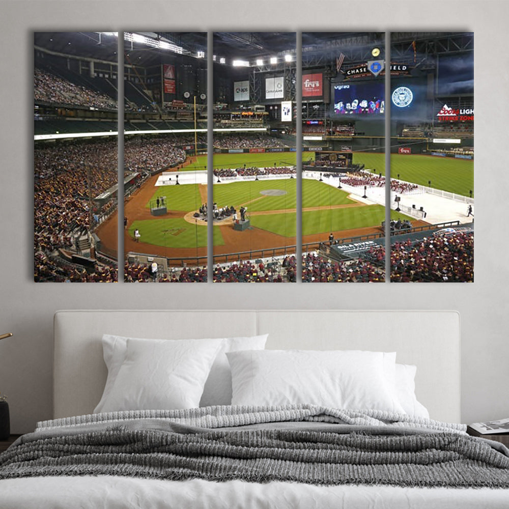 Chase Field in Phoenix Arizona, Stadium Canvas, Sport Art, 5 Panel B, Extra Large Canvas, Canvas Print Wall Art