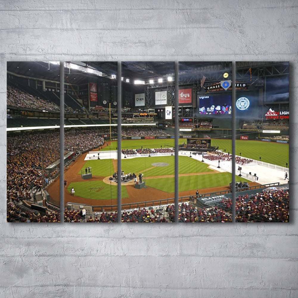 Chase Field in Phoenix Arizona, Stadium Canvas, Sport Art, 5 Panel B, Extra Large Canvas, Canvas Print Wall Art