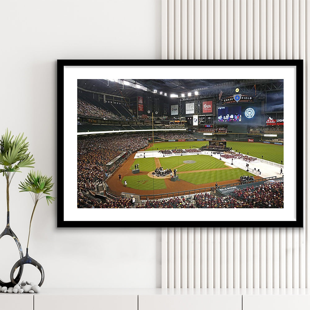Chase Field in Phoenix Arizona, Stadium Canvas, Sport Art, Fan Gifts, White Border Framed Art Print Wall Decor