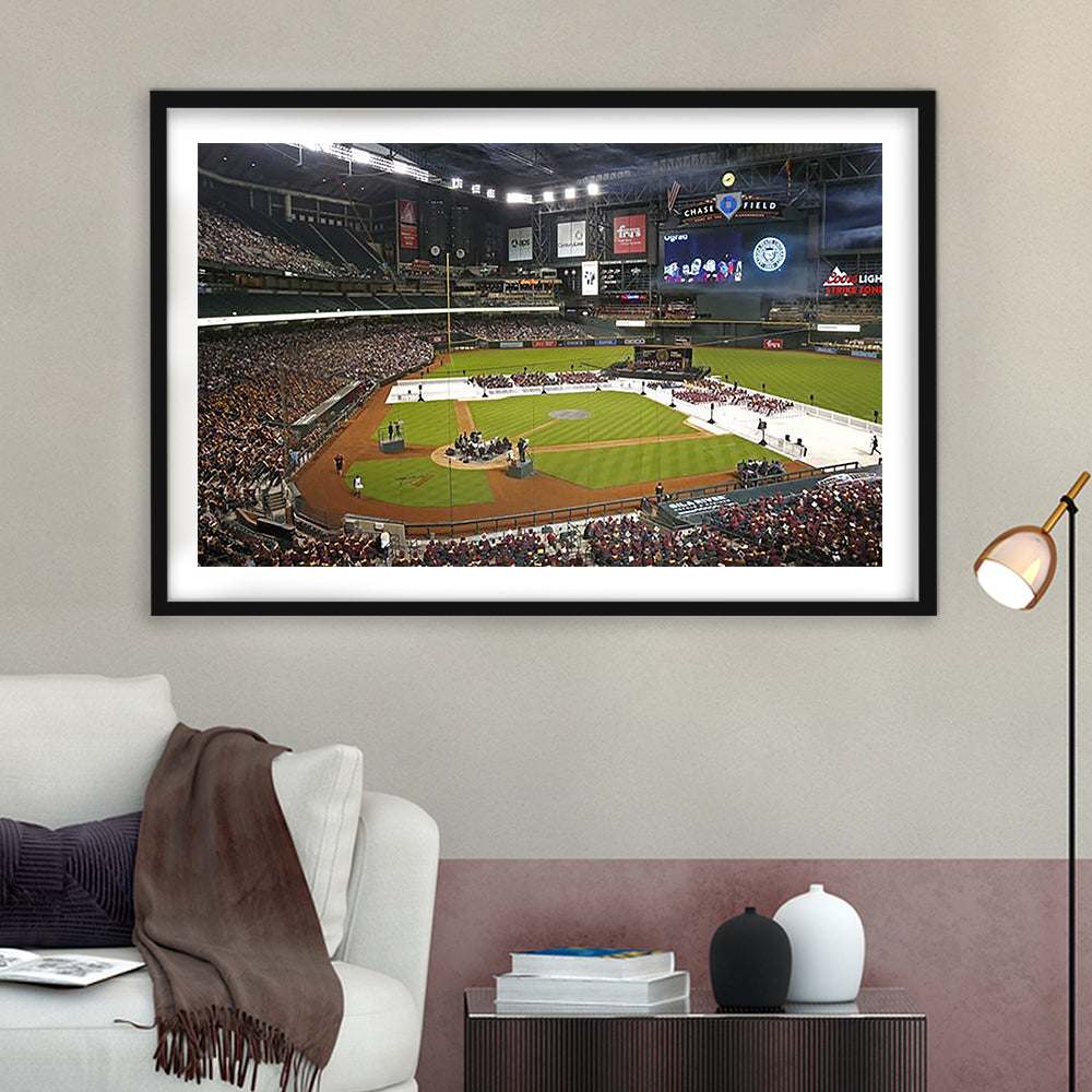 Chase Field in Phoenix Arizona, Stadium Canvas, Sport Art, Fan Gifts, White Border Framed Art Print Wall Decor