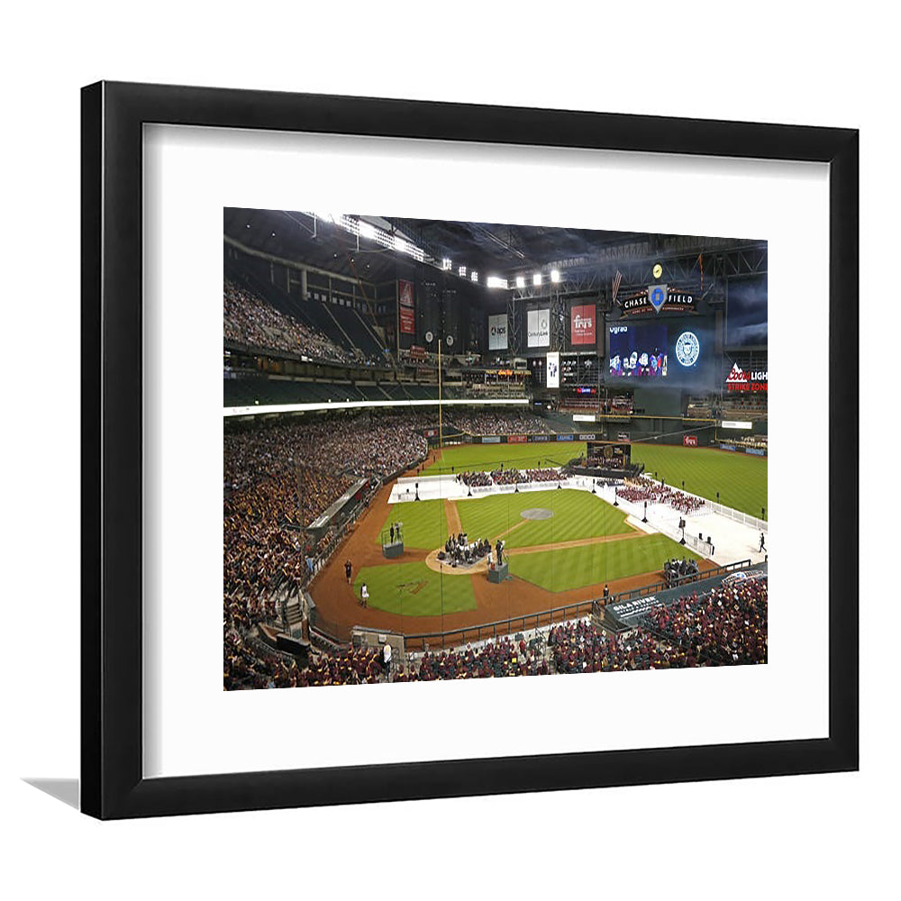 Chase Field in Phoenix Arizona, Stadium Canvas, Sport Art, Fan Gifts, White Border Framed Art Print Wall Decor