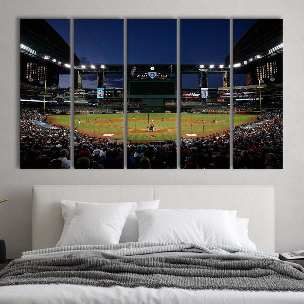 Chase Field in Phoenix Arizona, Stadium Canvas, Sport Art, 5 Panel B, Extra Large Canvas, Canvas Print Wall Art