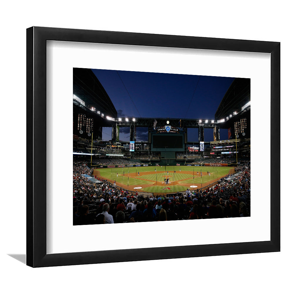 Chase Field in Phoenix Arizona, Stadium Canvas, Sport Art, Gift for him, White Border Framed Art Print Wall Decor