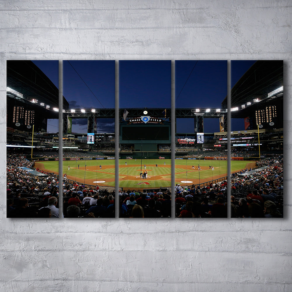 Chase Field in Phoenix Arizona, Stadium Canvas, Sport Art, 5 Panel B, Extra Large Canvas, Canvas Print Wall Art